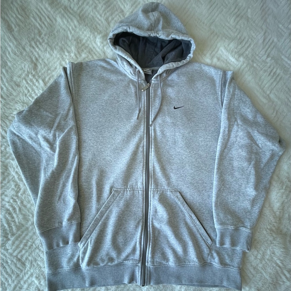 Nike Men's Light Gray Zip-Up Sweater XL
